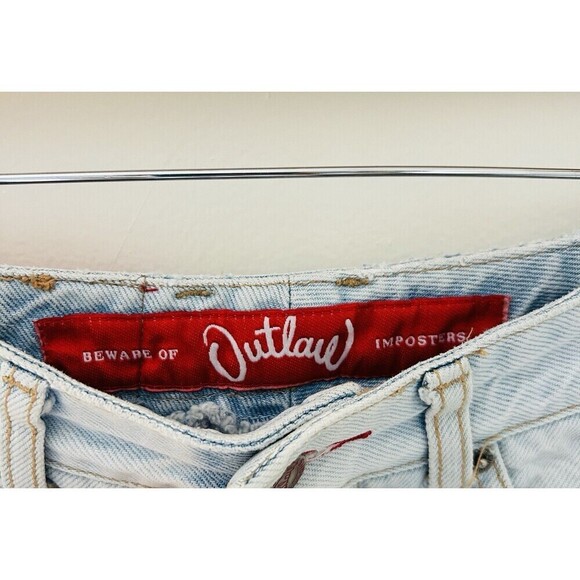 Vintage Outlaw Jean Shorts sz 7 Women’s Denim Hearts 90s Y2K Biker Light Wash - Picture 3 of 5
